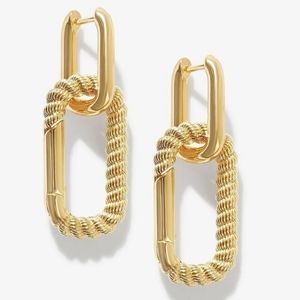 ADORNMONDE Zach Carabiner Earrings 14k Gold Plated New